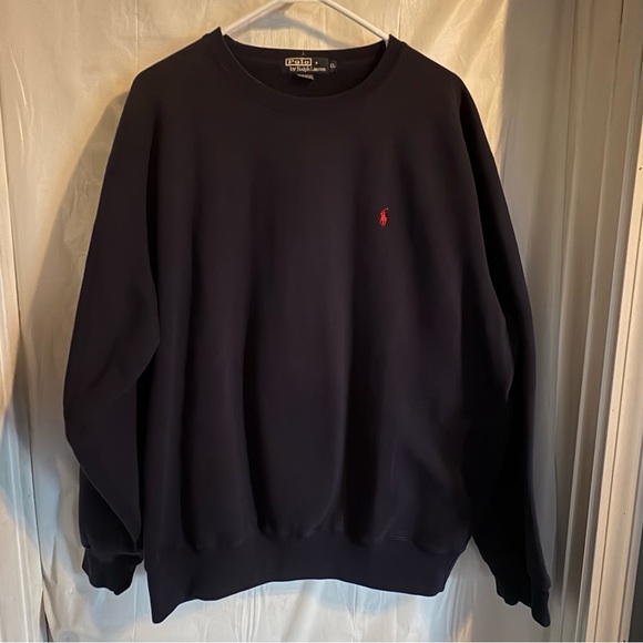 Polo Ralph Lauren Men’s Sweatshirt Sz XL Navy Blue Fleece Pullover Embroidered - Picture 1 of 7